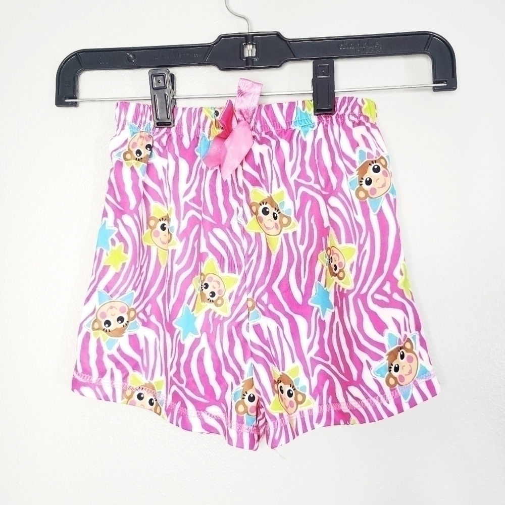 Candlesticks Pink Zebra Monkey Star Pajama Shorts Y2K Animal Print Size S 6/6X
